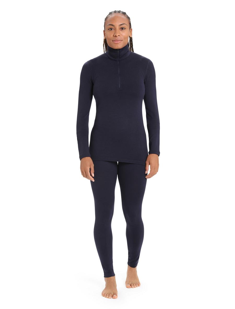 Women's Icebreaker Merino 260 Tech Thermal Leggings Base Layers Midnight Navy | CA 1023UZGT